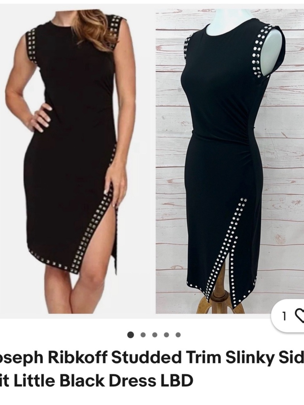 Joseph Ribkoff Black Studded Side-Slit Midi Dress